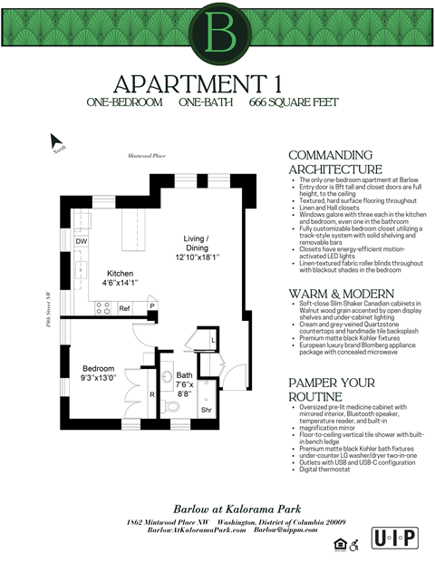 the floor plan of apartment 1 on thebernard oneonta apt building